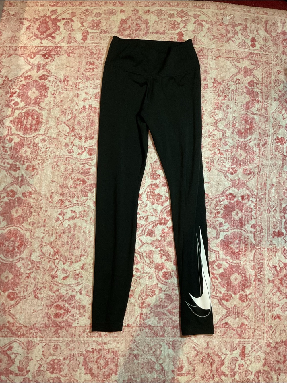 Nike Black Girls' Leggings with White Swoosh Accent